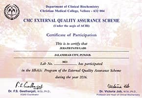 Jerath Path Labs Accreditation Certificate-  Get Accurate Allergy and Other Test Results